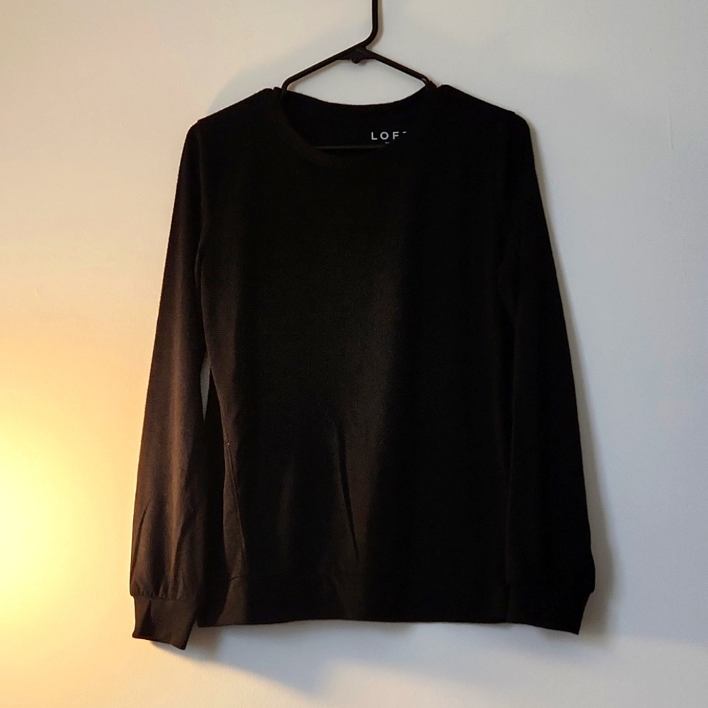 Ann Taylor LOFT Black Marled Long Sleeve Shirt Seam Detail